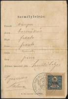 1907 Planétahúzó és kintornás részére szolgáló igazolási  jegy