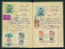 1960 MAVOSZ vadászigazolvány sok tagsági bélyeggel