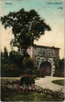1909 Brzeg, Brieg; Altes Odertor / gate, garden (fa)
