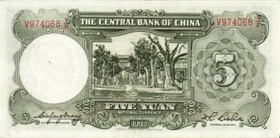 Kína/Köztársaság/Central Bank 1936. 5Y (5x) egymásutáni sorszámmal T:I,I-