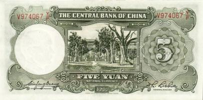 Kína/Köztársaság/Central Bank 1936. 5Y (5x) egymásutáni sorszámmal T:I,I-