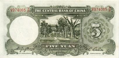Kína/Köztársaság/Central Bank 1936. 5Y (5x) egymásutáni sorszámmal T:I,I-