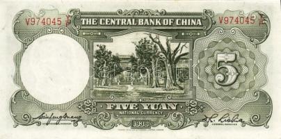 Kína/Köztársaság/Central Bank 1936. 5Y (5x) egymásutáni sorszámmal T:I,I-
