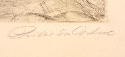 Prihoda István (1891-1956):Fésülködő lány. Rézkarc, papír, jelzett, 34,5×26,5 cm