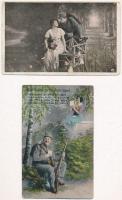 6 db RÉGI katonai motívum képeslap, vegyes minőség / 6 pre-1945 military motive postcards, mixed qua...