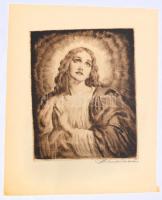 Prihoda István (1891-1956): Mária. Rézkarc, papír, jelzett, 30×24 cm