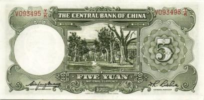 Kína/Köztársaság/Central Bank 1936. 5Y (2x) egymásutáni sorszámmal T:I