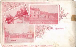 Siófok, Balatonfürdő, Vasúti híd, Kávéház, Fő utca. Weiss L. és F. Art Nouveau, floral (b)