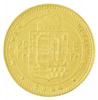 1884KB 8Ft/20Fr Au "Ferenc József / Középcímer" Körmöcbánya (6,46g/0.900) T:1,1- / Hungary...