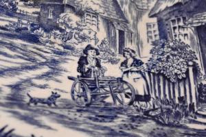 Enoch Wedgwood levonóképes háromszintes kínálótál, jelzett, hajszálrepedésekkel, m: 35 cm