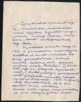 1969 Kisfaludy Stróbl Zsigmond szobrászművész 2 oldalas kézzel írt levele, melyben felajánlja az őszirózsás forradalom idején készült katona szobrát