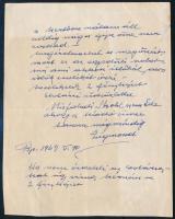 1969 Kisfaludy Stróbl Zsigmond szobrászművész 2 oldalas kézzel írt levele, melyben felajánlja az ősz...