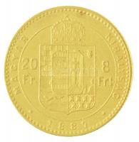 1887KB 8Ft/20Fr Au "Ferenc József / Középcímer" Körmöcbánya (6,44g/0.900) T:1-,2 kis ph. /...