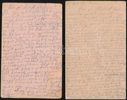 1916-1917 I. világháborúban harcoló honvéd tábori postái haza, 2 db, az egyiken "M. Kir. 39. tá...