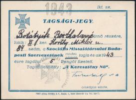 1943 Szociális Missziótársulat Tagsági jegy