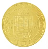 1883KB 8Ft/20Fr Au "Ferenc József / Középcímer" Körmöcbánya (6,46g/0.900) T:1- / Hungary 1...