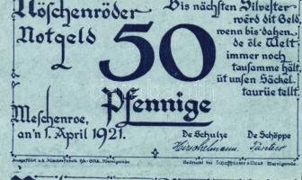 Német Birodalom/Weimari Köztársaság/ Nöschenrode 1921. 25Pf + 50Pf előlapi nyomat erősen lefele csús...