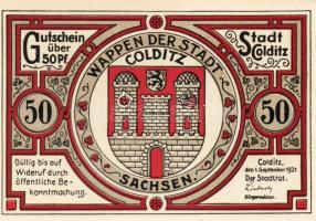 Német Birodalom/Weimari Köztársaság/ Colditz 1921. 50Pf(6x) 6klf db, teljes sor T:I