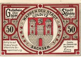 Német Birodalom/Weimari Köztársaság/ Colditz 1921. 50Pf(6x) 6klf db, teljes sor T:I