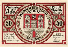 Német Birodalom/Weimari Köztársaság/ Colditz 1921. 50Pf(6x) 6klf db, teljes sor T:I