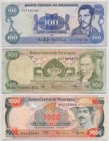 Nicaragua 1979-1985. 10C-5000C (10C lyukas) 6klf db T:III-IV 
Nicaragua 1979-1985. 10 Cordobas - 50...