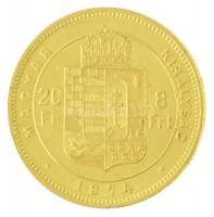 1874KB 8Ft/20Fr Au "Ferenc József / Középcímer" Körmöcbánya (6,46g/0.900) T:1- ph. / Hunga...