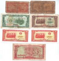Kambodzsa 0,5R - 50R 7db, 6klf, benne sorszámkövető 5R 1987 pár, T:vegyes Cambodia 0,5 Riel - 50 Riels 7 banknotes, 6diff, with a pair of sequential serials 5 Riels, C:different