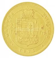 1875KB 8Ft/20Fr Au "Ferenc József / Középcímer" Körmöcbánya (6,47g/0.900) T:1- / Hungary 1...