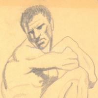 Hornyánszky Gyula (1924-1995): Férfi aktok. Ceruza, papír, sérült, szakadásokkal ,30x43 cm