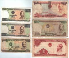 Vietnam 1958-1987. 10D-2000D 6db 5klf T:III-IV Vietnam 1958-1987. 10 Dong - 2000 Dong 6 banknotes, 5diff, C:F-G
