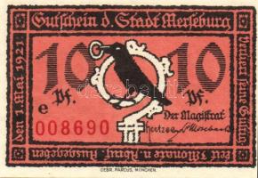 Német Birodalom/Weimari Köztársaság/ Merseburg 1921. 5Pf + 10Pf + 20Pf + 25Pf + 50Pf(6x) összesen 10...