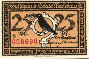 Német Birodalom/Weimari Köztársaság/ Merseburg 1921. 5Pf + 10Pf + 20Pf + 25Pf + 50Pf(6x) összesen 10...