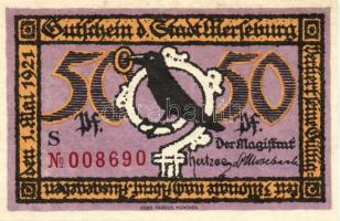 Német Birodalom/Weimari Köztársaság/ Merseburg 1921. 5Pf + 10Pf + 20Pf + 25Pf + 50Pf(6x) összesen 10...