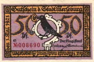 Német Birodalom/Weimari Köztársaság/ Merseburg 1921. 5Pf + 10Pf + 20Pf + 25Pf + 50Pf(6x) összesen 10...