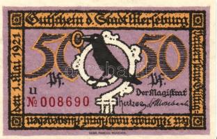 Német Birodalom/Weimari Köztársaság/ Merseburg 1921. 5Pf + 10Pf + 20Pf + 25Pf + 50Pf(6x) összesen 10...