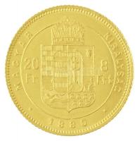 1880KB 8Ft/20Fr Au "Ferenc József / Középcímer" Körmöcbánya (6,46g/0.900) T:1,1- / Hungary...
