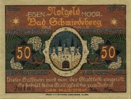 Német Birodalom/Weimari Köztársaság/ Schmiedeberg 1921. 50Pf(6x) 6klf db, teljes sor T:I