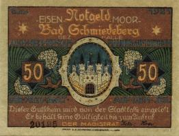 Német Birodalom/Weimari Köztársaság/ Schmiedeberg 1921. 50Pf(6x) 6klf db, teljes sor T:I
