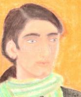 Sassy jelzéssel: Férfi portré. Pasztell, papír, szakadással, ragasztóval, 46,5x35 cm