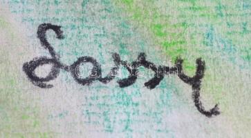 Sassy jelzéssel: Férfi portré. Pasztell, papír, szakadással, ragasztóval, 46,5x35 cm