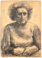 Derkovits jelzéssel: Női portré. Szén, papír, 61x43,5 cm
