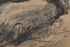 Derkovits jelzéssel: Női portré. Szén, papír, 61x43,5 cm