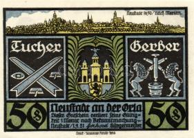 Német Birodalom/Weimari Köztársaság/ Neustadt 1921. 50Pf(6x) 6klf db, teljes sor T:I