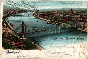 1907 Budapest, Erzsébet híd. litho (vágott / cut)