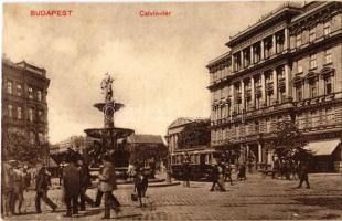 Budapest VIII. Kálvin tér (Calvin), villamos, szökőkút, gyógyszertár. N. 62. Szabó Sándor (fl)