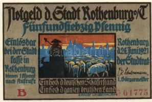 Német Birodalom/Weimari Köztársaság/ Rothenburg 1921. 75Pf(4x) 4klf db, teljes sor T:I