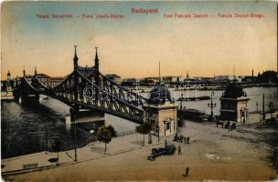 1918 Budapest, Ferenc József híd, villamos. Taussig 133. (EK)