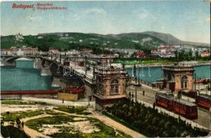 1915 Budapest, Margit-híd, villamosok (EK)