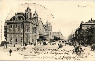 1904 Budapest VI. Nyugati pályaudvar a Teréz körúton, villamos, lovaskocsik. Divald Károly 244.