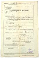 1918 A megszállt Bukarestben kiállított útlevél / Passport issued by the occupying authorities of Bucharest.